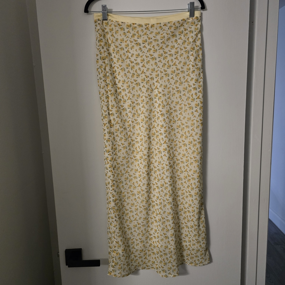 Yellow Floral Maxi Skirt - Women's Lightweight Slip Skirt
